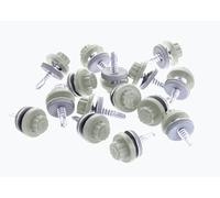 25mm Bi-Hex Self-Drilling Screws - Goosewing Grey 11mm Head, 16mm EPDM Washer - Pack of 100.