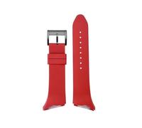 25mm Black Red Rubber Watch Strap Compatible With Hamilton Ventura H246150 H246550 H246250 Inclined Interface Men's Soft Silicone Band(Red-black)