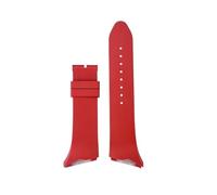25mm Black Red Rubber Watch Strap Compatible With Hamilton Ventura H246150 H246550 H246250 Inclined Interface Men's Soft Silicone Band(Red-no buckle)