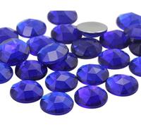 25mm Blue Sapphire Dark .NAB01 Flat Back Round Acrylic Rhinestones Plastic Circle Gems for Costume Making Cosplay Jewels Pro Grade Embelishments - 20 Pieces (Sapphire Dark)