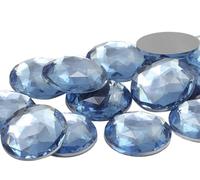 25mm Blue Sapphire Lite H118 Flat Back Round Acrylic Rhinestones Plastic Circle Gems for Costume Making Cosplay Jewels Pro Grade Embelishments - 20 Pieces (Sapphire Lite)