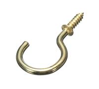 25MM Brass Shouldered Cup Hook Mug Screw In Hat Coat Peg Medium - 50 Pack