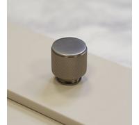 Handle & Home 25mm Diameter Brushed Nickel Knurled Textured Kitchen Cabinet Knob | Cupboard Door Drawer Pull Wardrobe Furniture Replacement