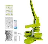 25mm Button Badge Press Machine, Pin Badge Maker with 100 Buttons/Picture & Circle Cutter for Characters for DIY Gift Pin Maker, Green