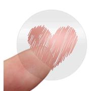 25mm Clear Envelope Seal Stickers - Shiny Rose Gold Foil Heart Design on Transparent Stamp Labels (Pack of 100)