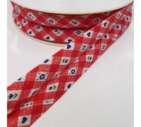 25mm Cotton Bias Binding Tartan Gingham Bunting 7 Design Buy 1 2 4 Metres 941D, 01754 Red Tartan Flower, 4 Metres
