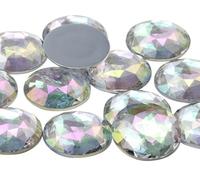 25mm Crystal Clear AB H702 Flat Back Round Acrylic Rhinestones Plastic Circle Gems for Costume Making Cosplay Jewels Pro Grade Embelishments - 20 Pieces (Crystal AB)