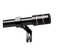 25mm Curtain Poles Black,26 to 41 in(66-105cm) Extendable Curtain Poles with Adjustable Brackets and decorative Black&Gold End Caps,Curtain Rod with Stainless Steel Fittings for Window, Bedroom
