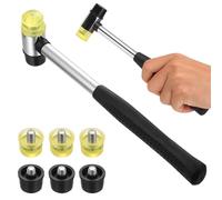 25mm Double-Face Rubber-Nylon Mallet, Soft Hammer with 6 Replacement Heads | Non-slip small mallet, soft-strike no-mar tool for jewellery, woodworking, DIY arts and crafts