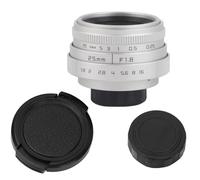 25mm F1.8 C Mount Wide Angle Lens Black Aluminum Alloy Optical Glass, Advanced Optical Elements Efficient Light Conductivity, CCTV Security Lens for Houses Warehouses (Silver)