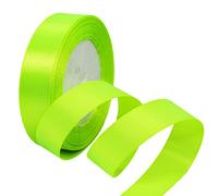 25mm Fluorescent Green Ribbon for Gift Wrapping,22m Fabric Thick Satin Ribbon Green Bow for Gift Wrapping,Ribbons for Balloons,Crafting,Bouquets,Wedding, Car,Presents,Cake,Christmas Party Decorations