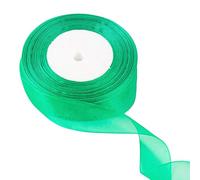 25mm Green Chiffon Ribbon for Gift Wrapping 45M,Organza Ribbon Thick for Gift Wrap Hair Bow Christmas Cake Wedding DIY Crafts Car Decoration