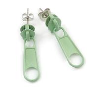 25mm Long/Small Light Green Metal Zipper Stud Earrings