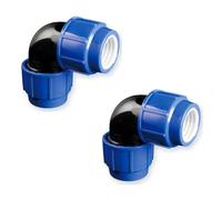 25mm MDPE Elbows 2 Pack, 90° Compression Pipe Fittings - Hulthor