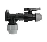25mm Mdpe Pipe Wall Flange And Valve Set Pn10 With 3/4" Bsp Compression Connections