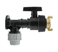 25mm Mdpe Wall Flange Kit With Large Plastic Ball Valve And Brass Geka Coupling 3/4" Bsp