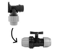 25mm Mdpe Wall Flange Set With 25mm Mdpe Valve, Pn10 Rated, Compression Connections
