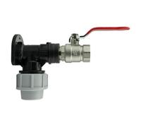 25mm Mdpe Wall Flange Set With 3/4" Bsp Brass Nickel-Plated Lever Valve, Compression Connections