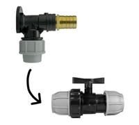 25mm Mdpe Wall Flange Set With Valve And 25mm Brass Barb Straight Joiner - Pn10, Compression, 3/4" Bsp