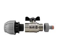 25mm MDPE Water Pipe to Metal Bib Valve Outdoor Tap Kit with Click Lock Garden Hose Connector Compression Fitting for Irrigation Watering Water Tank Outlet Landscaping Hozelock Gardena Compatible