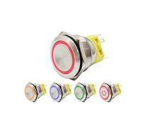 25mm Metal Push Button Switch LED power mark locking Latching Self-reset Momentary 1NO 1NC red blue yellow green white IDGTTLDF(Ring led,12v green)
