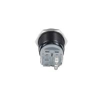25mm Metal Push Button Switch Silver/Black Flat Round With LED Light Luminous Self-lock Momentary Reset IDGTTLDF(Black,RESET (MOMENTARY)_YELLOW LIGHT_12-24V)