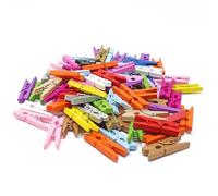 25mm Mini Mixed Coloured Wooden Clothes Peg Craft For Vintage Wedding Party Decoration Scrapbook (50)