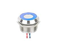 25mm Momentary Ring Led Light Stainless Steel Switch Normally Open IP68 Chamfer Head Factory Offer Wired Piezo Switch IDGTTLDF(12-24V Blue LED)