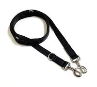 25mm Police Style Dog Training Leads Obedience Control Leash Multi-Functional Double Ended In Cushioned Webbing (Black, 8ft (2.4m) Long)
