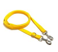 25mm Police Style Dog Training Leads Obedience Control Leash Multi-Functional Double Ended In Cushioned Webbing (Yellow, 8ft (2.4m) Long)