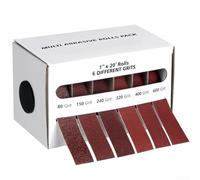 25mm Pull Out Sanding Box, Alumina Abrasive Cloth Rolls for Glass Metal Wood, 80-600 Grit Polishing Belts(6PCS)