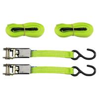 25MM Ratchet Straps 5 Metre 0.67 Ton x2 (800KG 5M Tie Down High Visibility S Hook)