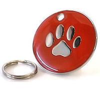 25mm Red Durable Dog Paw ID Disc Tag
