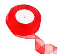 25mm Red Organza Ribbon 45M for Gift Wrapping, Hair Bow, Christmas, Cake, Wedding, DIY Crafts, Car Decoration - Thick Chiffon Ribbon