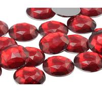 25mm Red Ruby H103 Flat Back Round Acrylic Rhinestones Plastic Circle Gems for Costume Making Cosplay Jewels Pro Grade Embelishments - 20 Pieces (Ruby)