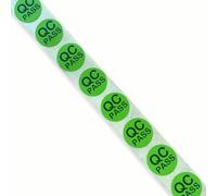25mm Round Green QC Pass Labels - Quality Control Assurance Stickers for Industrial Items (Pack of 100)