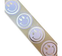 25mm Round Shiny Gold Smiley Face Stickers - Reward Labels for Teachers & Parents, Emoji-Style Premium Stickers (Pack of 100)