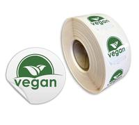 25mm Round White Vegan Green Stickers Food Labels allergen Labelling Gloss (1000)