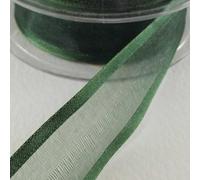 25mm Satin Edge Organza Ribbon 486D, 005 Bottle Dark Green, 2 Metres