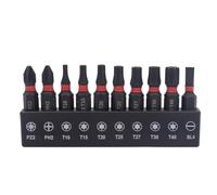 25mm Screwdriver Bit Set with Magnetic Tip for Drivers, 10-Pc Torx (T10-T40) and Phillips/Pozidriv (PZ2/PH2), 1/4-Inch Shank, Steel Construction