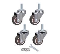 25mm Shelving Caster Wheels,Swivel Castor Wheel for Furniture,TPE Rubber Wheels,Moving Castor Wheel with Metric Size M8×20mm Thread Stem for Small Shelf,Workbench,Trolley,4 Pcs