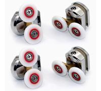 25mm Shower Door Twin Rollers, 4Pcs Replacement Shower Door Wheels with Screws and Anti-Collision Block for 4mm - 8mm Glass Door