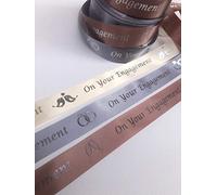 25mm Silver Satin Ribbon with Metallic Silver 'On Your Engagement' Print 1 Metre Length