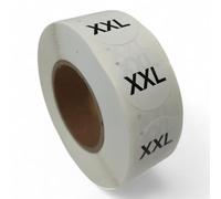 25mm Size Stickers Roll - 1000 Self-Adhesive Clothing Labels for Retail - XS to XXXL, Easy Peel, Black Text on White, Matte Finish, Ideal for Garment Tags, Packaging & Stock Sorting (XXL)