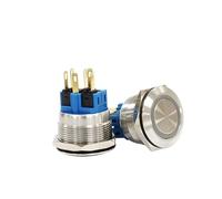 25mm stainless steel led 6v 12v 24v 48v 220v blue green white yellow momentary Latching 1NO 1NC SPDT metal push button switch IDGTTLDF(White,US DOLLOR_12V)