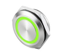 25mm Stainless Steel Push Button Switch Short-Throw Self-Reset Momentary LED Touch Elevator 1Pcs(Green,LED Voltage 6V)