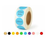 25mm Sticky Dots - 500 Round Coloured Dot Stickers, 10 Assorted Colours, Writable Semi Gloss Labels, Easy Peel Roll, Durable Circle Labels for Office, School Calendars, Crafts & Organisation (Blue)