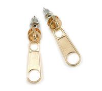 25mm Tall/Small Gold Tone Metal Zipper Stud Earrings
