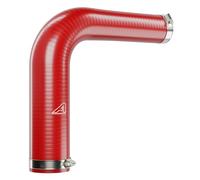 25mm to 16mm (1.0" to 0.6") 90 Degree Silicone Reducer Hose Coupler Tube Set with Hose Clips Red