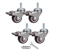 25mm TPE Rubber Swivel Castors Wheels M8×20mm Threaded Shaft 4pcs Heavy Duty Moving Casters for Small Shelves Workbench Carts Universal Fit